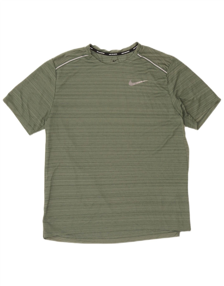Tricou Nike Dri Fit pentru bărbați Top mare, verde, poliester cu dungi