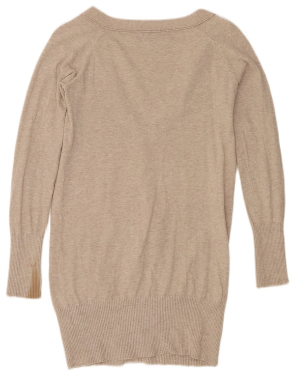 Pulover cardigan cu paragate Zara pentru femei UK 10 mic, bej, bumbac cu pete