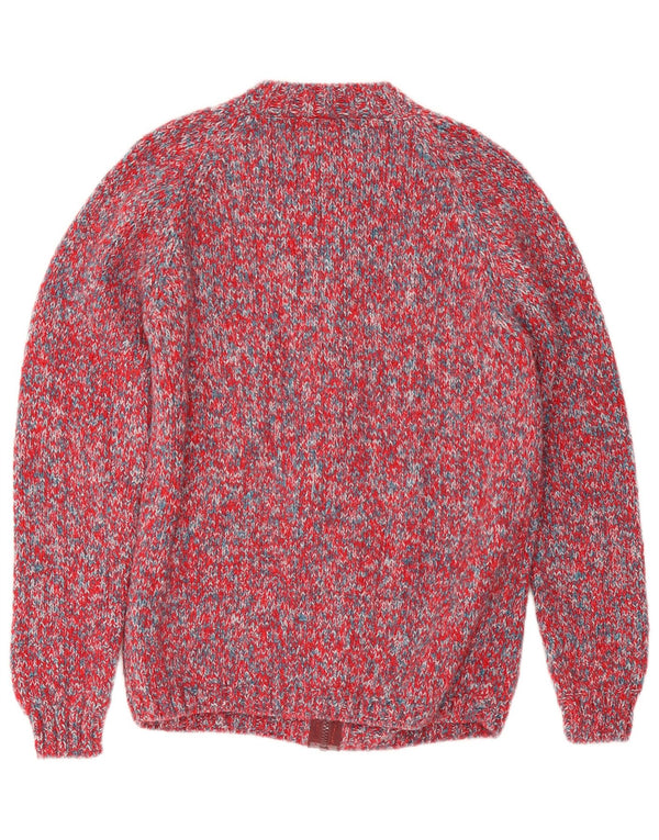 Pulover cardigan VINTAGE pentru femei UK 14 Medium Red Flecked