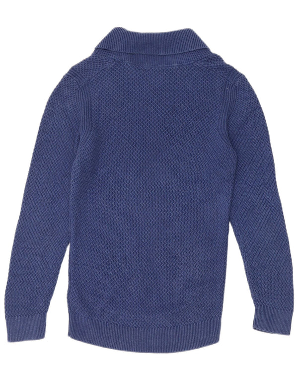 Pulover Massimo Dutti pentru bărbați cu gât șal, bumbac mic, albastru