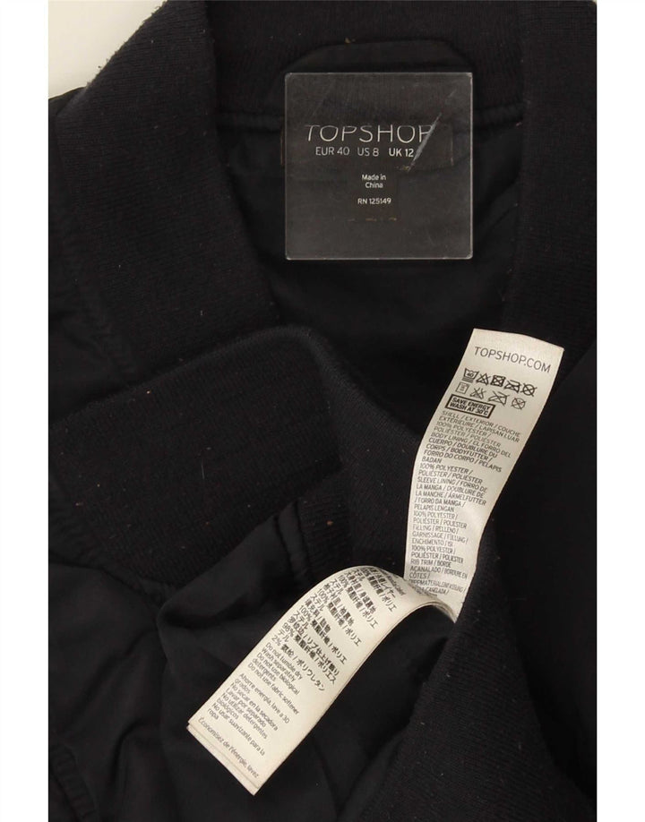 Jachetă Bomber Topshop pentru femei UK 12 Medium Bleumarin Poliester
