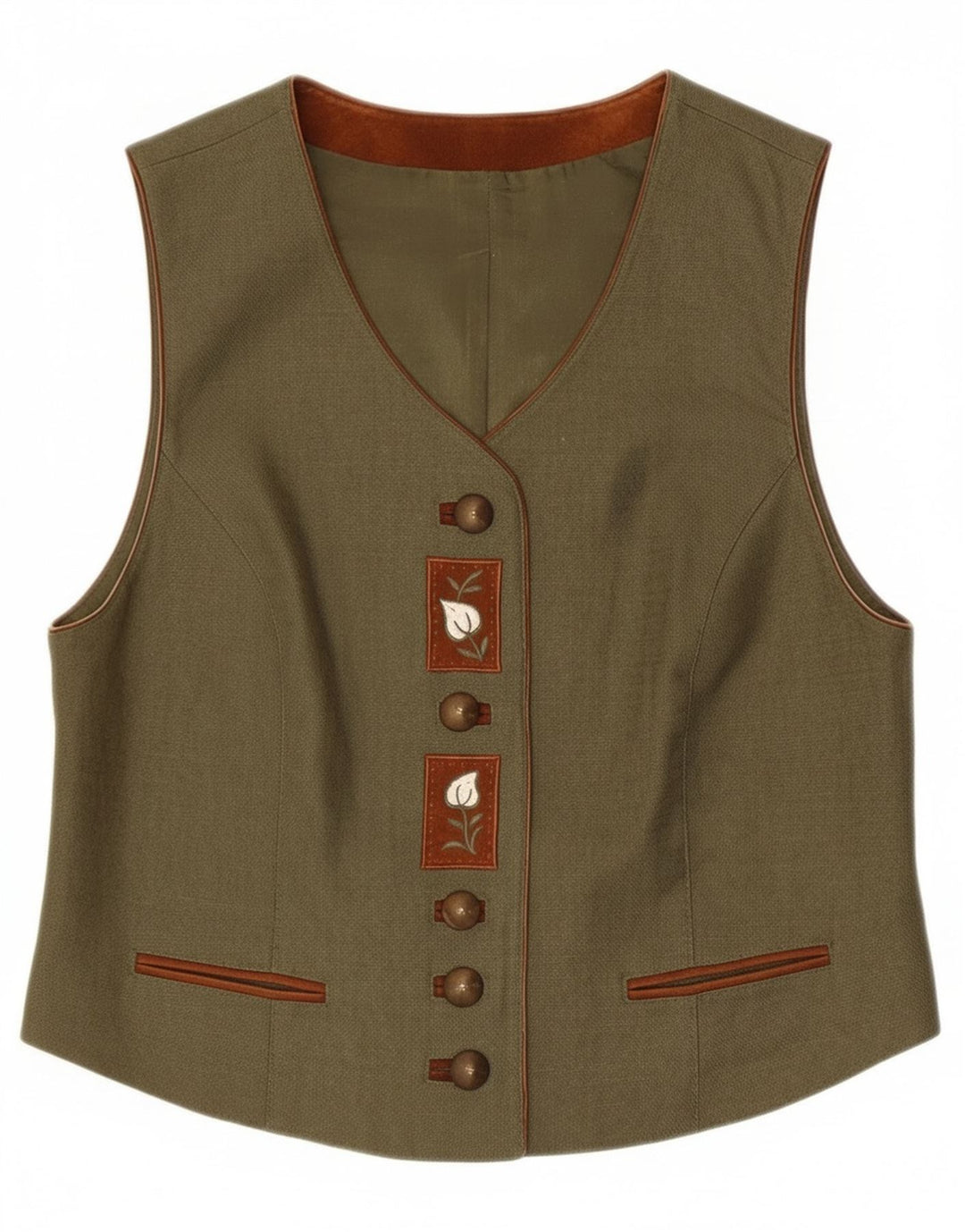 Vestă pentru femei C&A UK 14 Medium Khaki Floral Linen