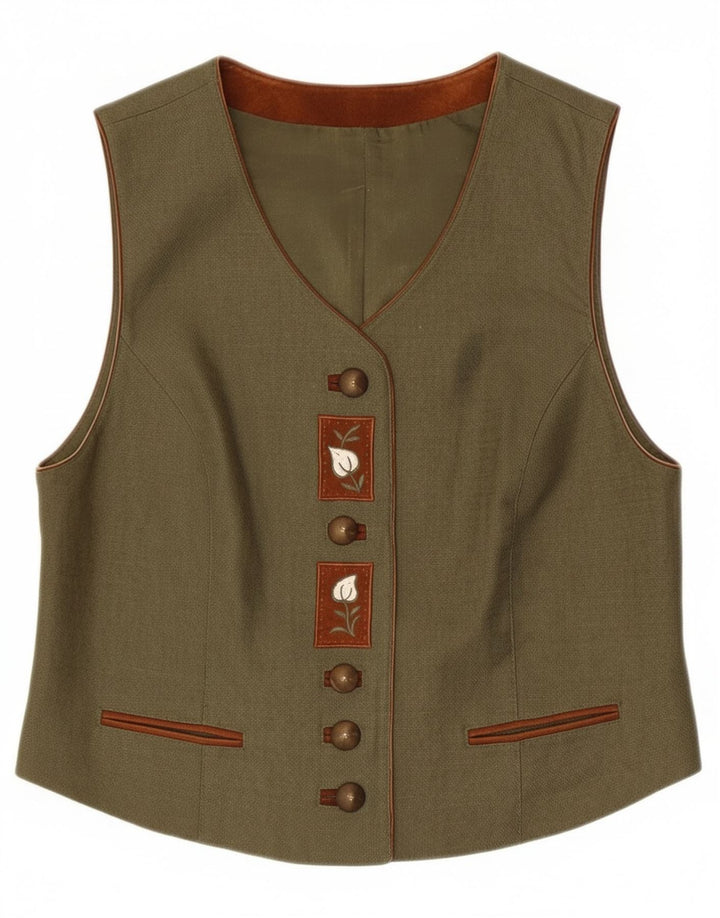 Vestă pentru femei C&A UK 14 Medium Khaki Floral Linen