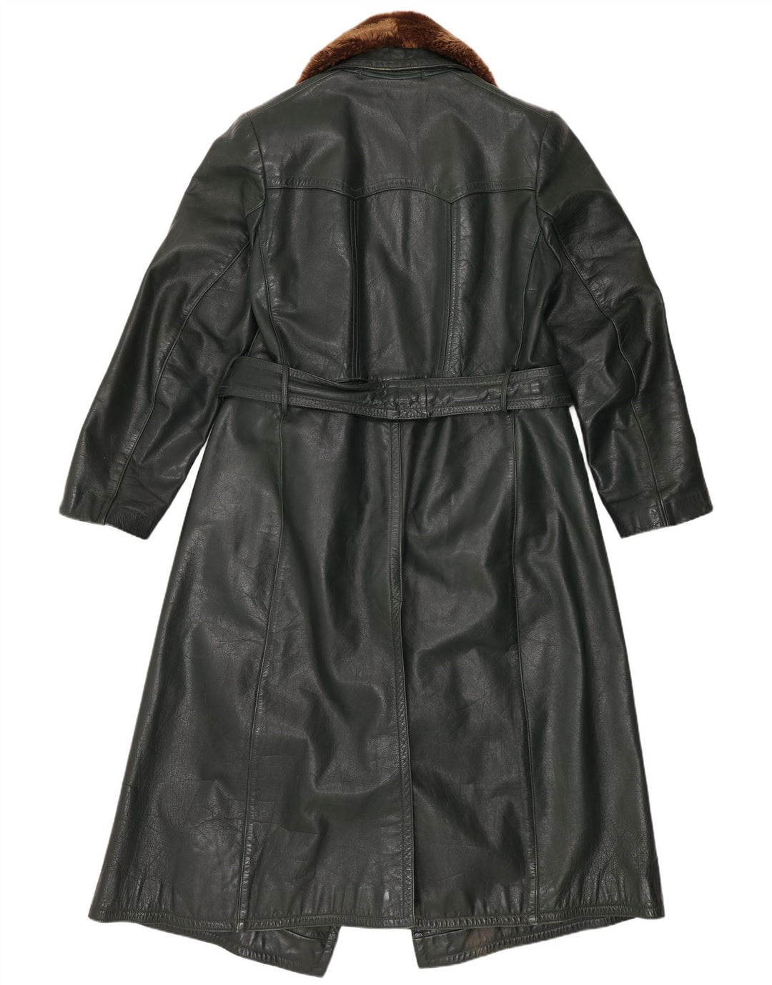 Palton din piele vintage pentru femei UK 14 verde mediu