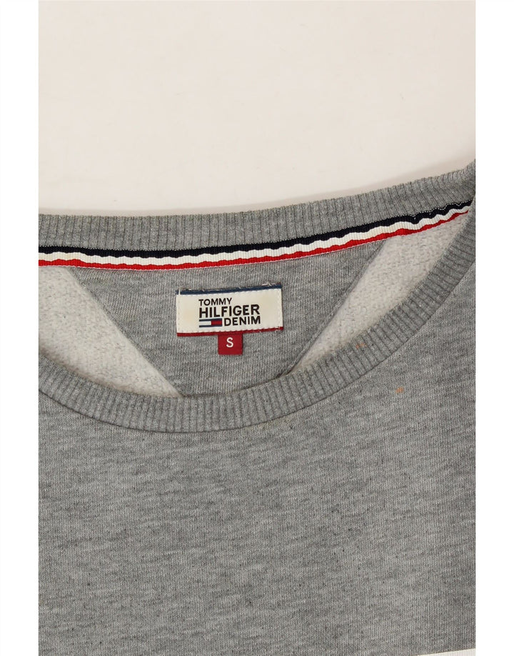 TOMMY HILFIGER Womens Sweatshirt Jumper UK 10 Small Grey Colourblock Vintage Tommy Hilfiger and Second-Hand Tommy Hilfiger from Messina Hembry 