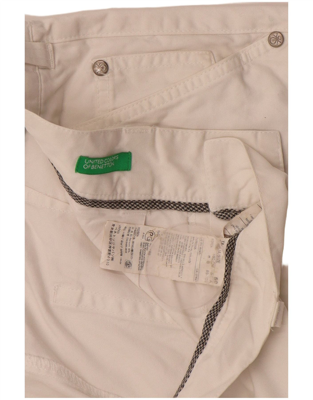 Pantaloni scurți cargo Benetton pentru bărbați IT 50 Large W34 Bumbac alb