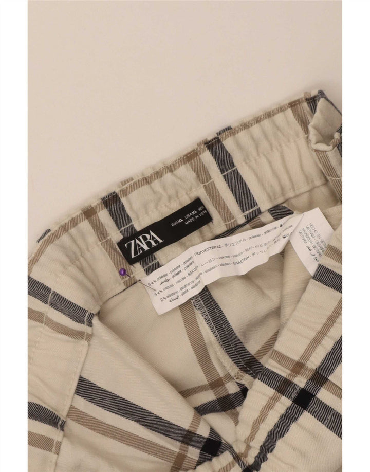 Pantaloni tăiați pentru femei Zara XL W32 L24 Poliester cu carouri albe