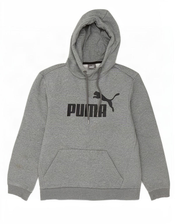 Pulover Puma pentru bărbați cu hanoră grafică, mic, gri, bumbac