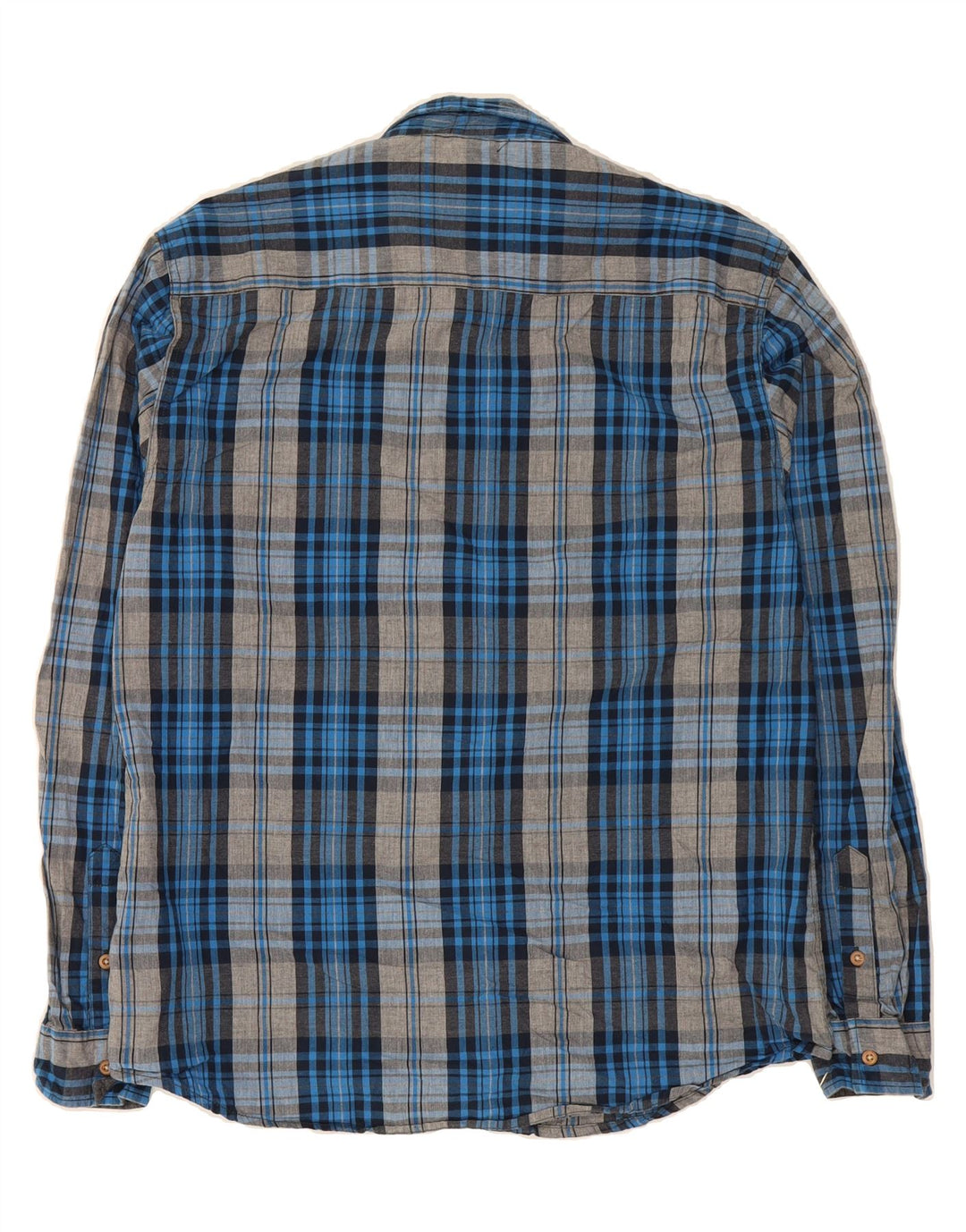 JACK & JONES Mens Shirt XL Blue Plaid Cotton Vintage Jack & Jones and Second-Hand Jack & Jones from Messina Hembry 