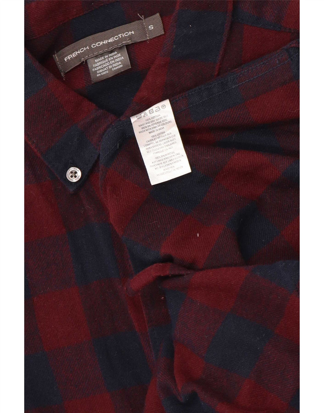 Cămașă de flanel pentru bărbați de la French Connection, bumbac roșu Gingham