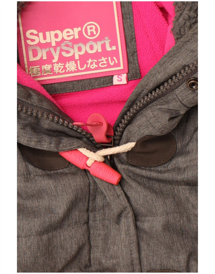 SUPERDRY Womens Hooded Padded Jacket UK 10 Small Grey Polyester