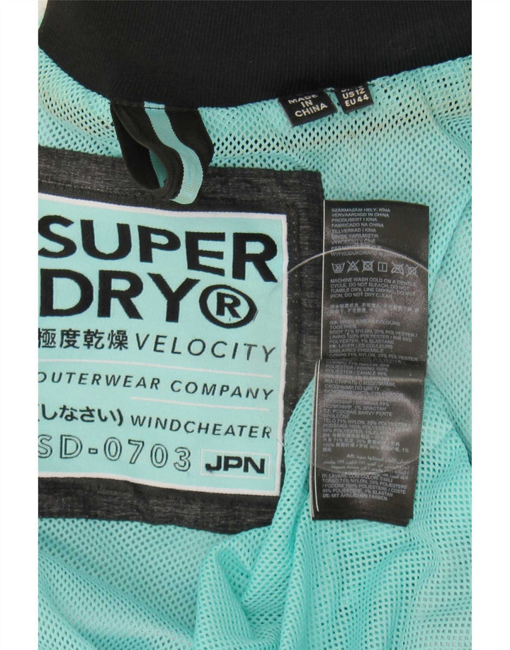 Jachetă de ploaie cu glugă Superdry pentru femei UK 16 mare nailon gri