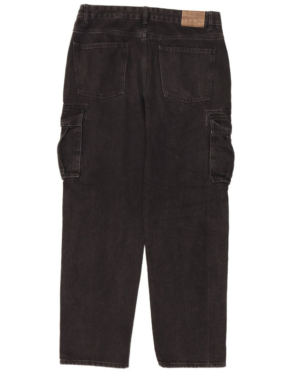 Blugi Kiabi Cargo Straight pentru bărbați IT 50 Large W34 L31 Negri