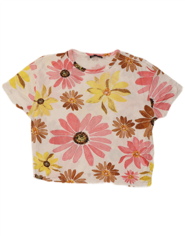Tricou grafic supradimensionat ZARA pentru femei Top UK 10 Mic Multicolor Floral