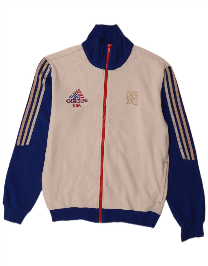 Jachetă de trening pentru bărbați Adidas, alb mediu, bumbac color bloc