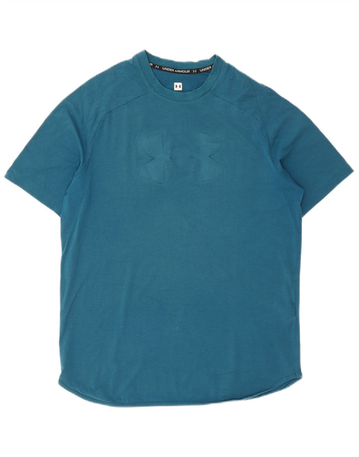 Tricou grafic pentru bărbați Under Armour Top din bumbac albastru mediu