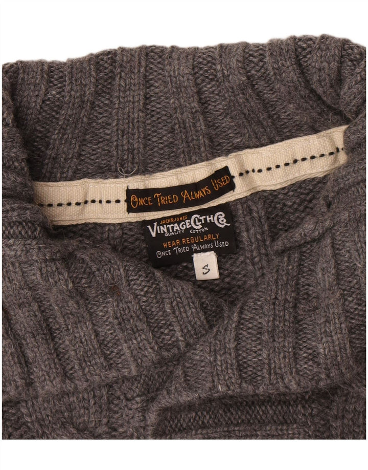 Jack & Jones Pulover pentru bărbați cu gât cu nasturi, lână mică, gri