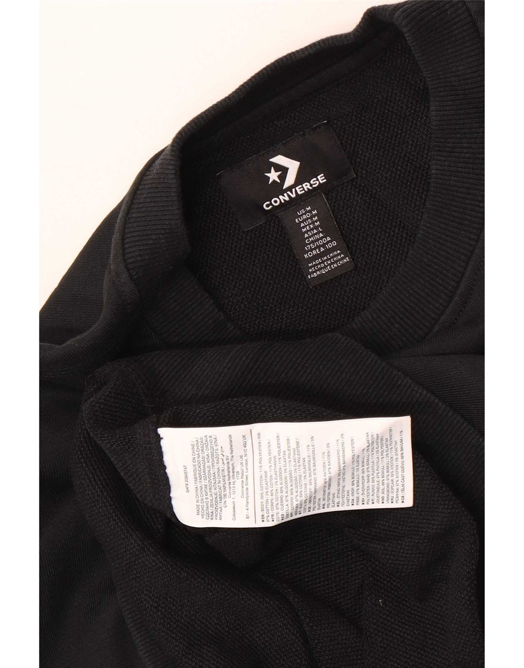 Pulover grafic pentru bărbați Converse, bumbac mediu negru