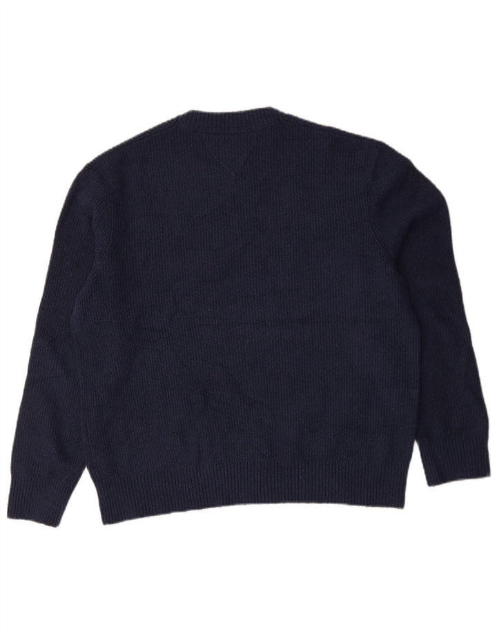 Pulover pentru bărbați Tommy Hilfiger, cu gât crew, poliester mare bleumarin