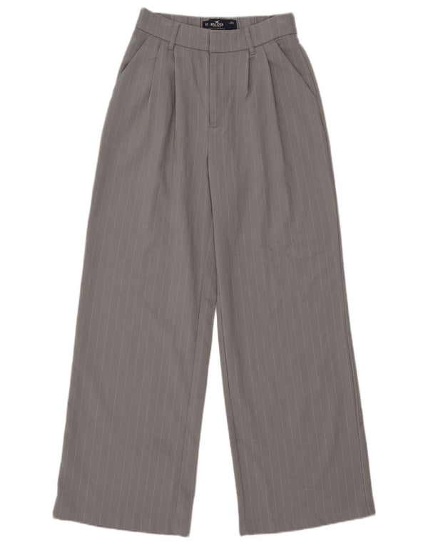 Pantaloni chino Hollister pentru femei cu talie înaltă și picioare largi XS W25 L28 gri cu dungi