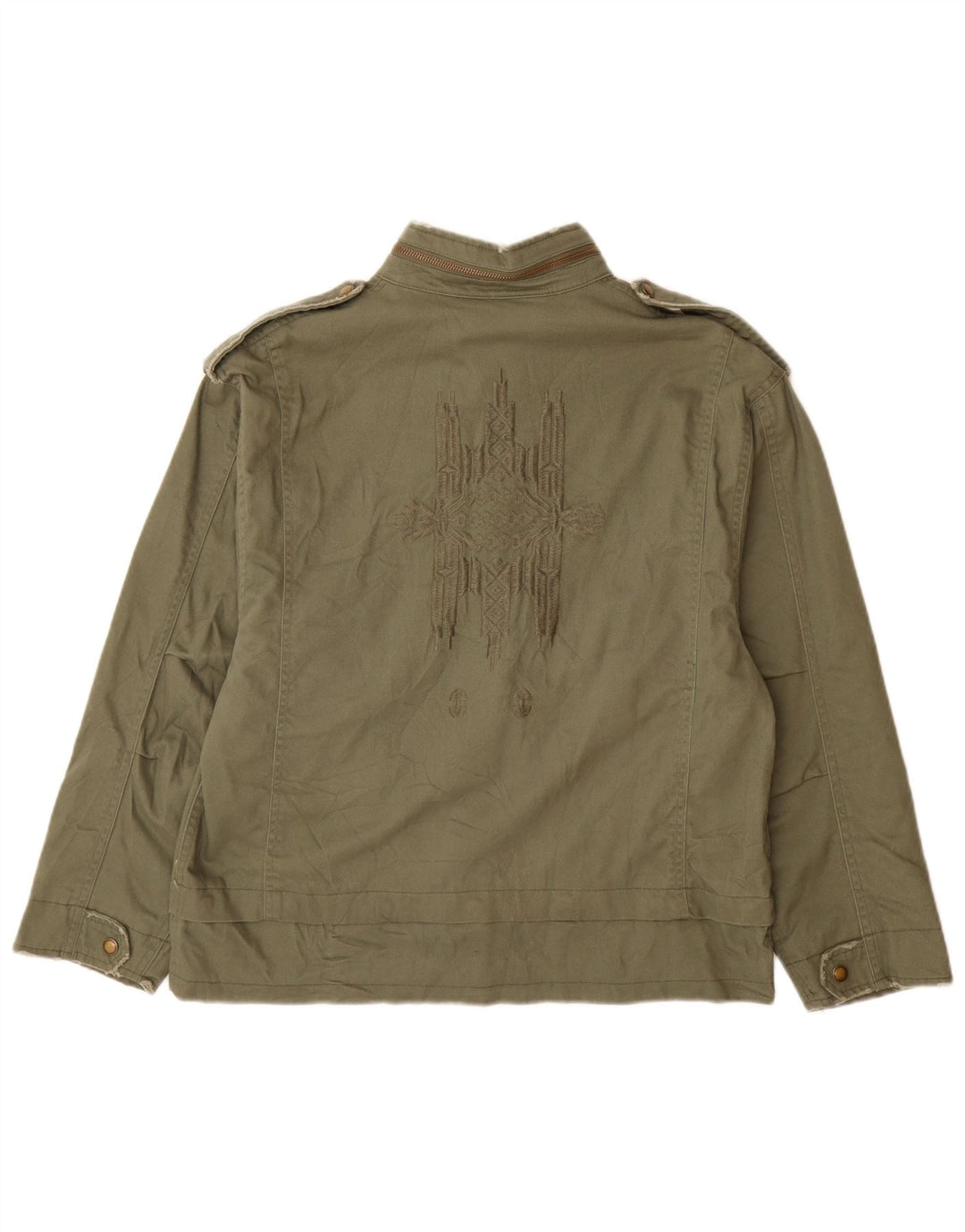 Jachetă militară pentru femei Zara UK 14 Medium Khaki Bumbac Army