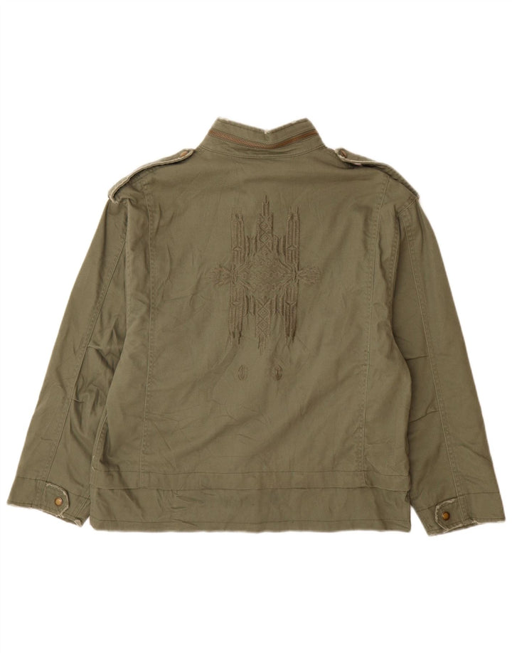 Jachetă militară pentru femei Zara UK 14 Medium Khaki Bumbac Army