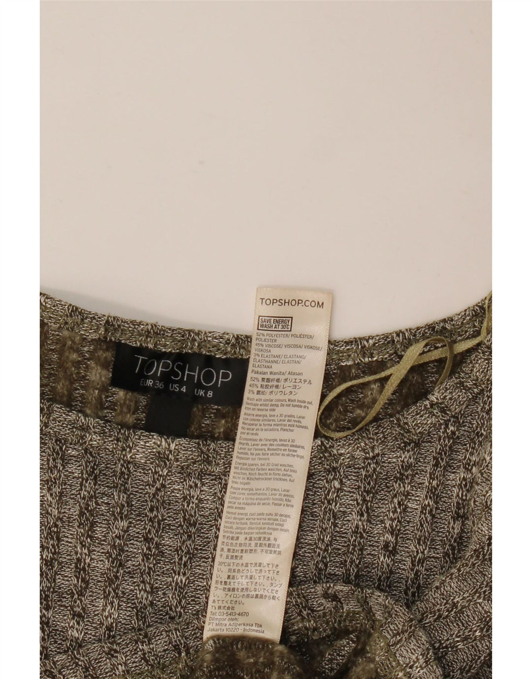 Topshop Pulover supradimensionat pentru femei cu gât de barcă UK 8 Small Khaki Flecked