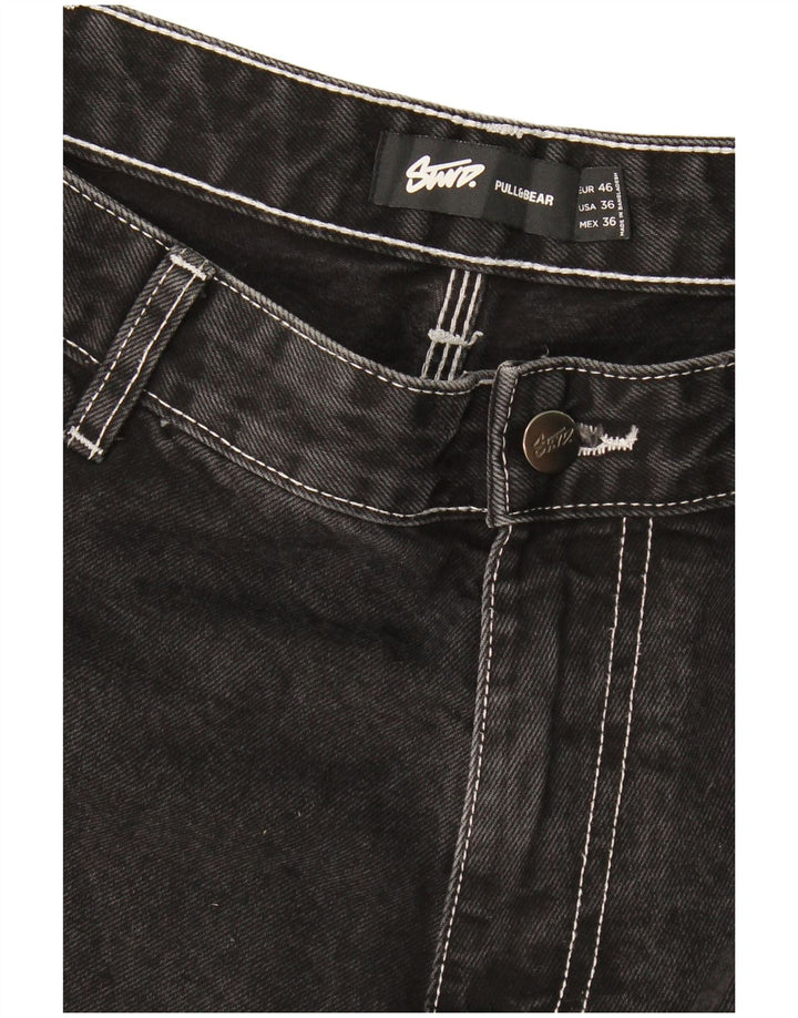 Pull & Bear Pantaloni scurți Cargo Denim pentru bărbați EU 46 XL W36 Negru