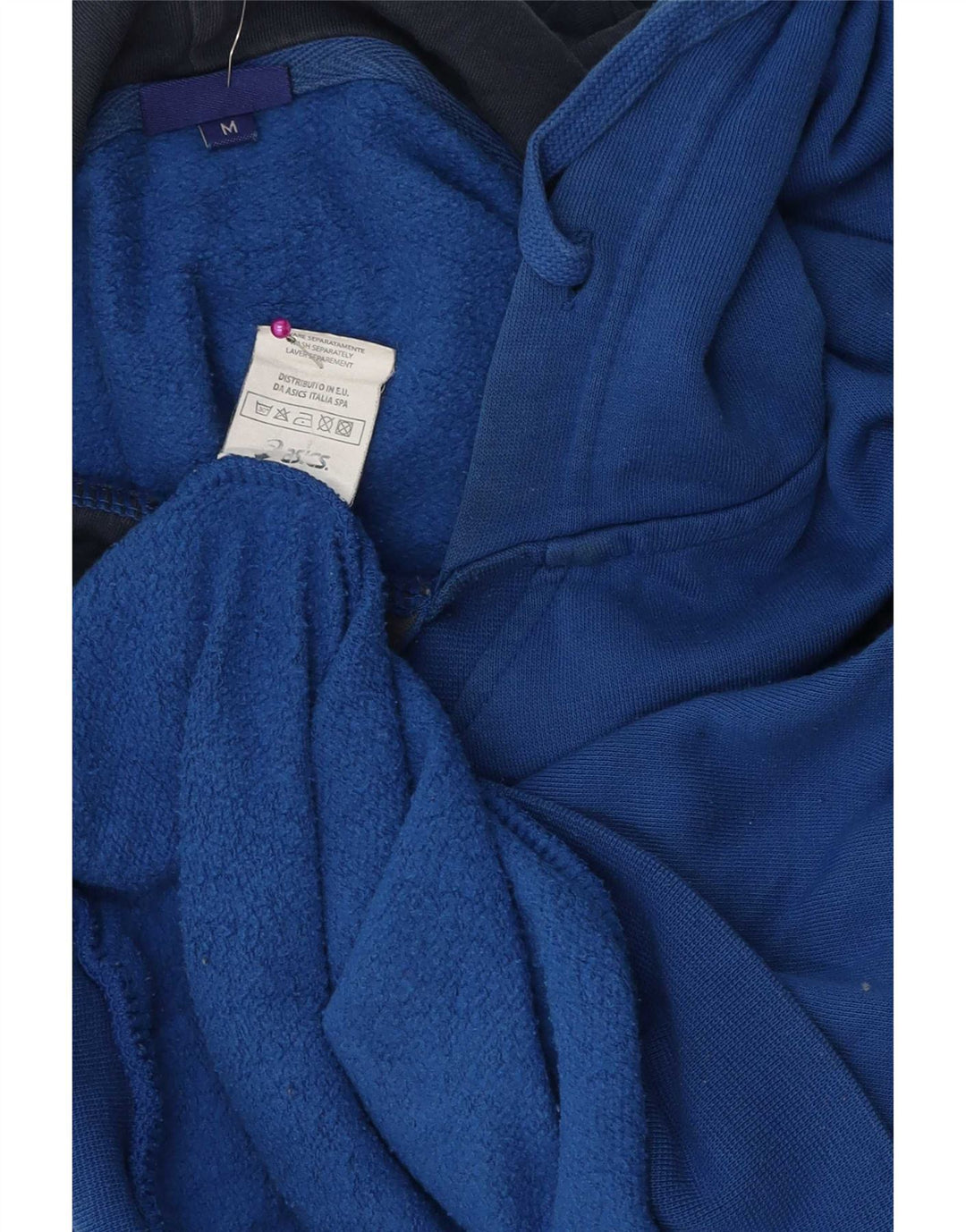 Pulover Asics pentru bărbați cu capota, albastru mediu, bumbac