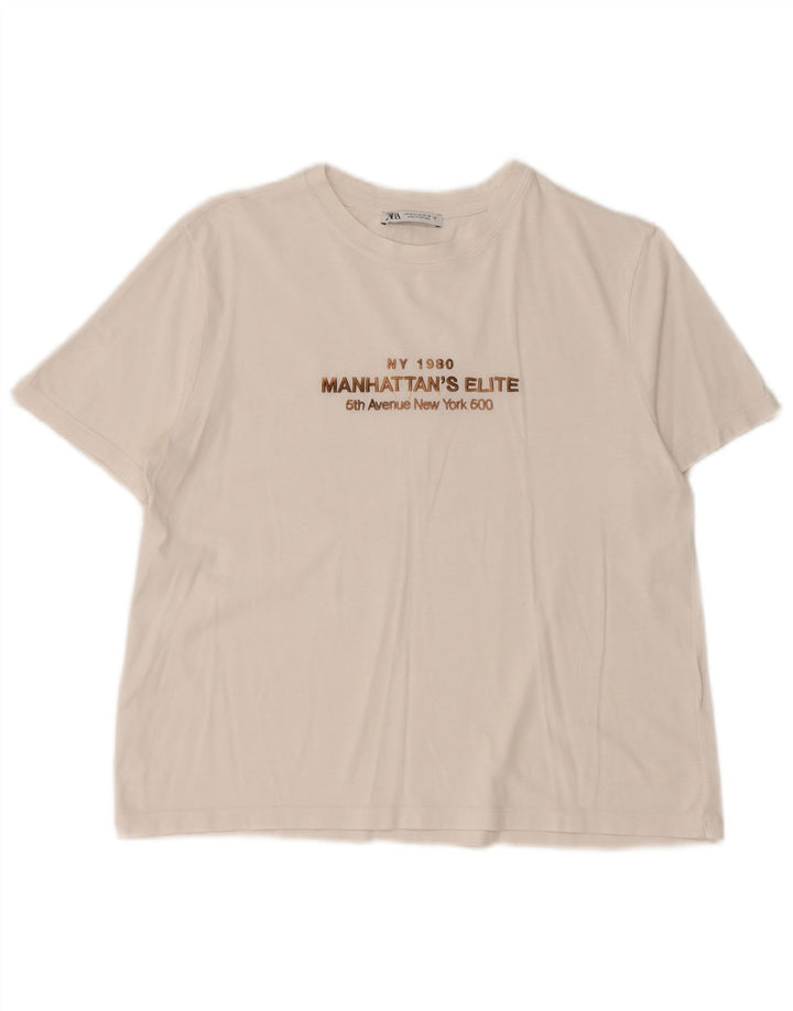 Tricou cu grafic pentru femei Zara UK 12 Medium White