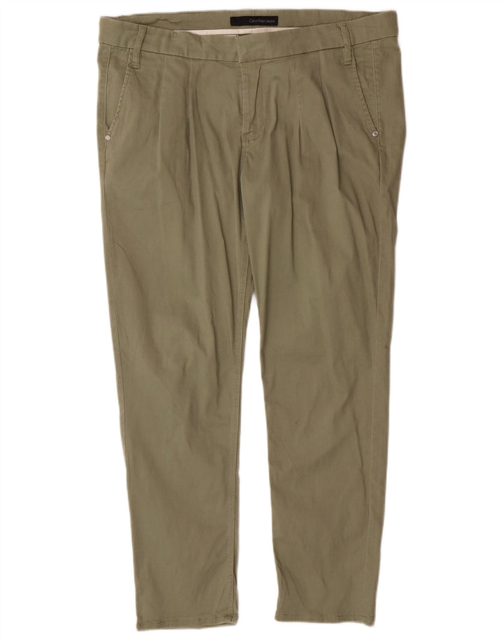 Calvin Klein Jeans Pantaloni chino slim pentru bărbați L32 L27 Kaki Bumbac Clasici