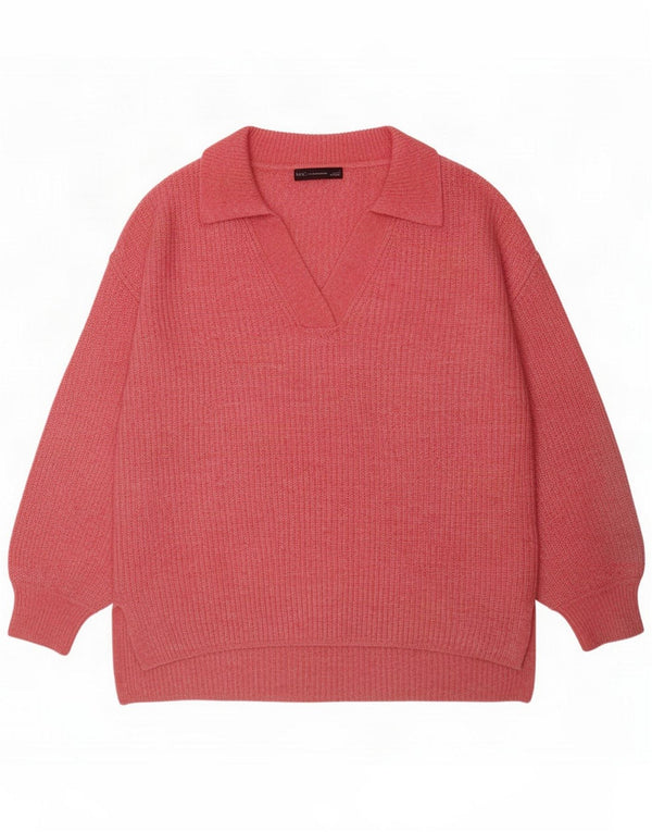 Marks & Spencer Pulover supradimensionat cu gât polo pentru femei UK 16 Large Pink