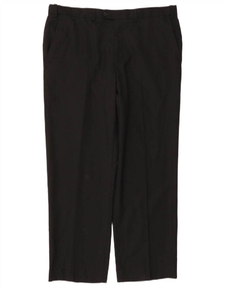 Pantaloni de costum obișnuiți drepți pentru femei Marks & Spencer L36 L29 Lână neagră