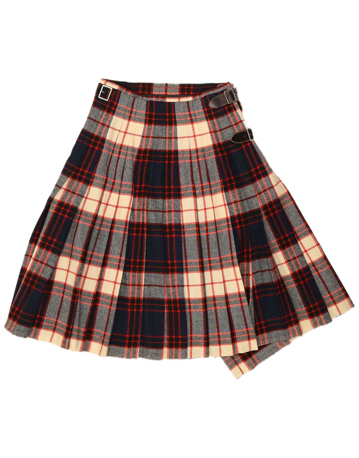 Fusta W26 Vintage pentru femei cu kilted în carouri mici, albastru