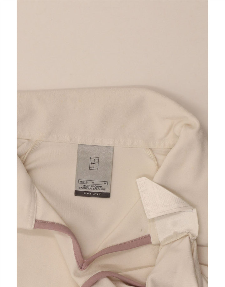 Tricou polo NIKE Dri Fit Crop pentru femei US 8/10 Poliester alb mediu