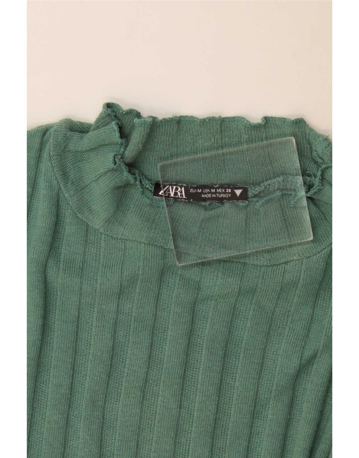 Crop Top pentru femei Zara cu mânecă lungă UK 12 verde mediu