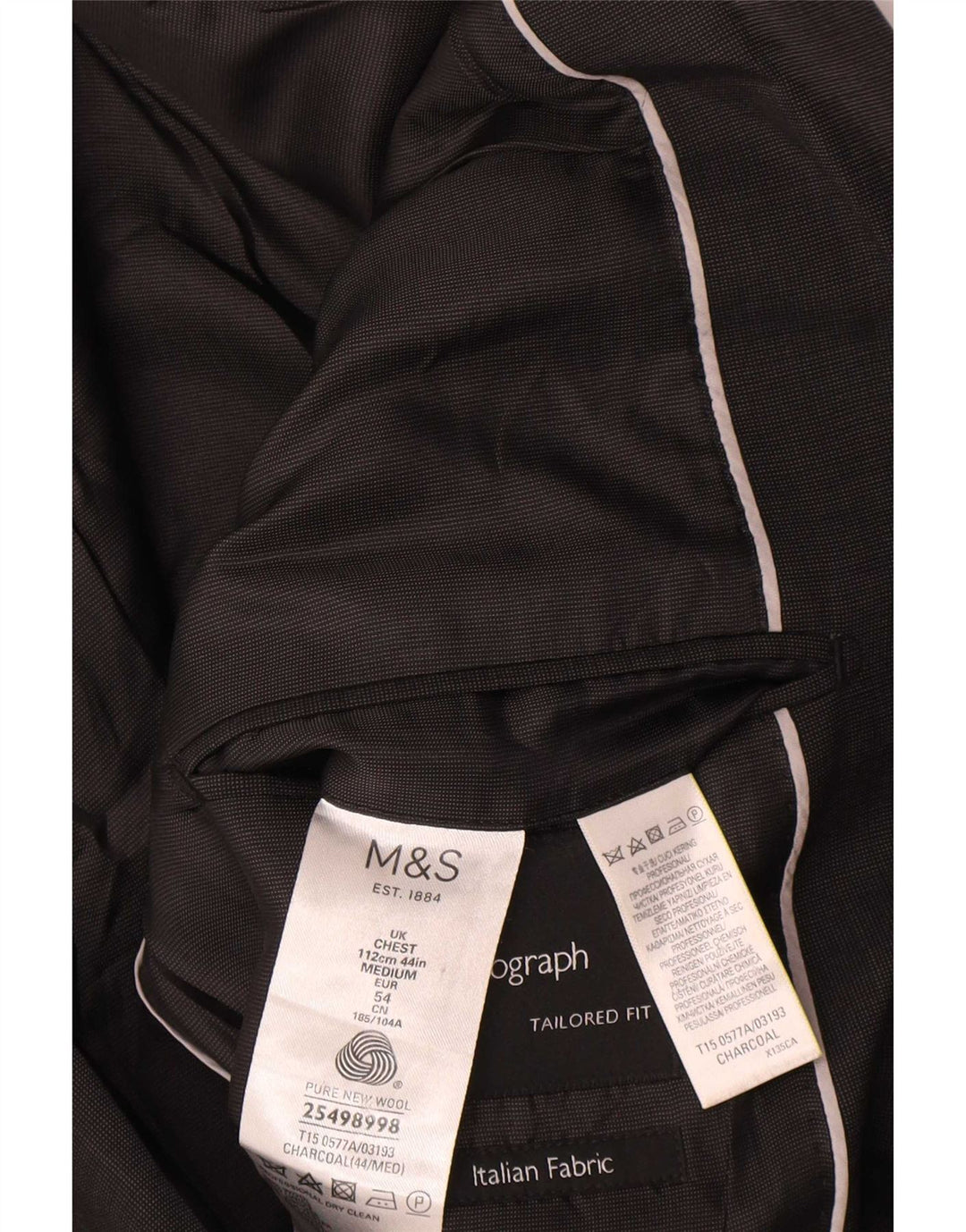 Jachetă pentru bărbați Marks & Spencer Autograph cu 2 nasturi, UK 44 XL, lână neagră