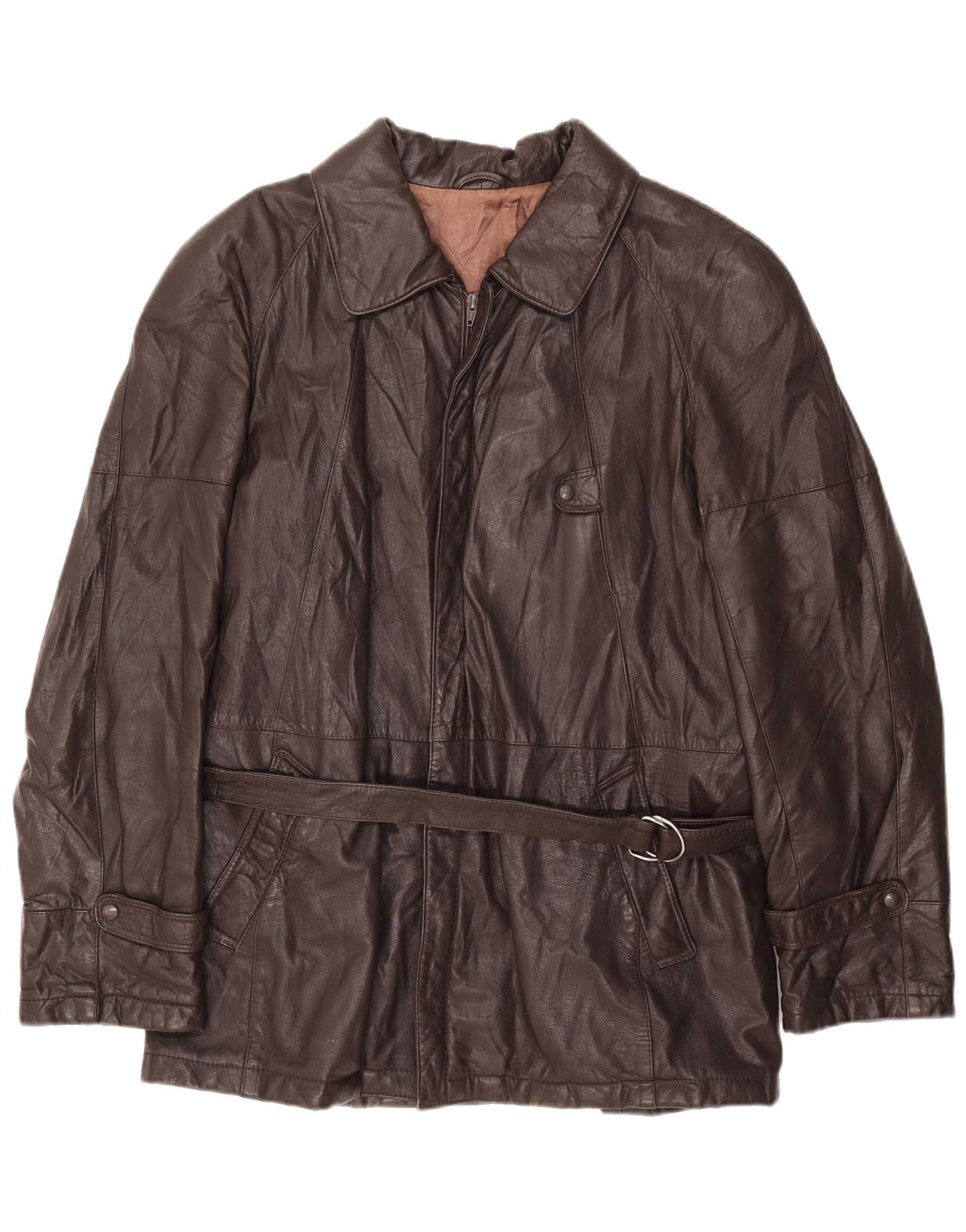 Jachetă de piele pentru bărbați VINTAGE IT 54 2XL din piele maro