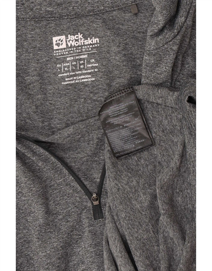 Jack Wolfskin pentru bărbați, cu fermoar, cu pulover, trening Top UK 42, mare, gri