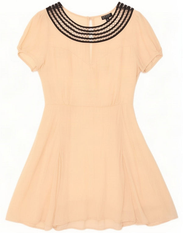 Rochie A-Line Topshop pentru femei UK 8 Small Beige Striped Viscose