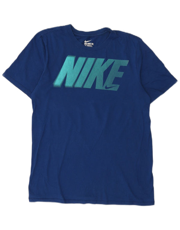 Tricou grafic Nike pentru bărbați, cu croială atletică, top mediu, bleumarin
