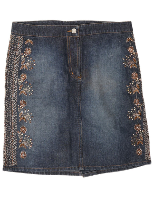 Fusta de blugi pentru femei Warehouse UK 12 Medium W30 Bumbac floral albastru
