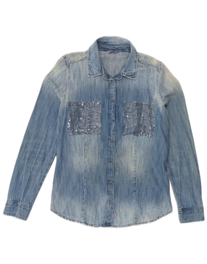 Cămașă denim supradimensionată Guess pentru femei UK 6 XS Bumbac albastru