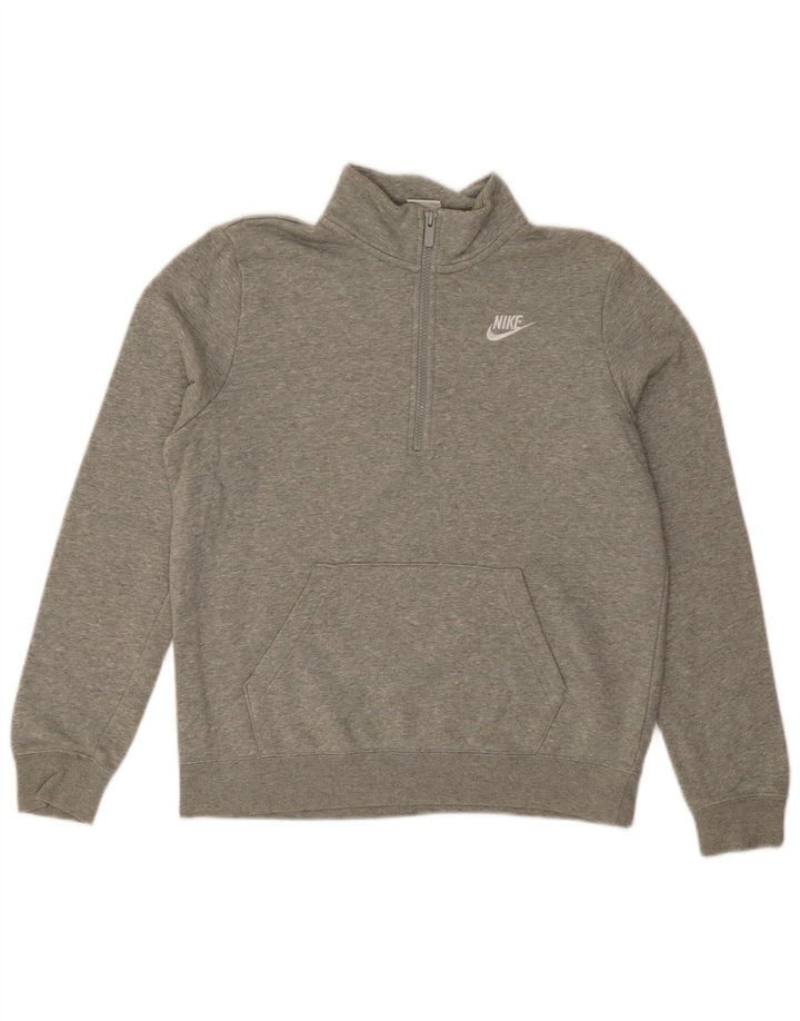 Pulover Nike pentru femei, supradimensionat, cu fermoar, cu gât, UK 10, mic, gri pete