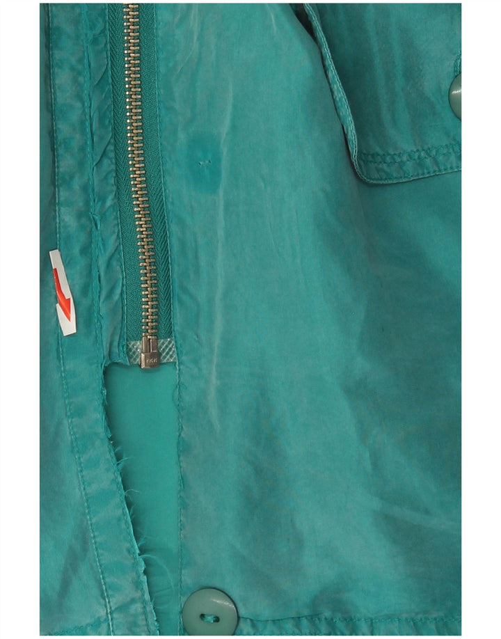 Pardesiu Vintage Femei IT 44 Medium Turcoaz Silk