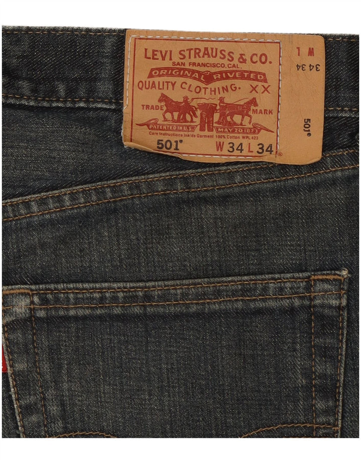 Pantaloni scurți din blugi pentru bărbați LEVI'S 501 W34, bumbac albastru mare