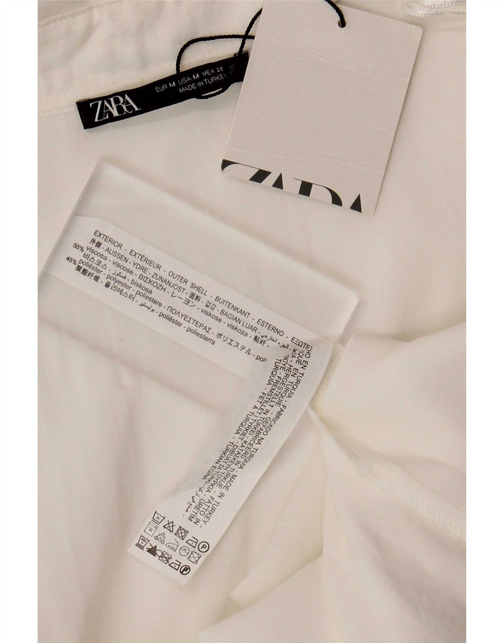 Rochie înfășurată cu mânecă lungă pentru femei Zara UK 12 Medium White Viscose