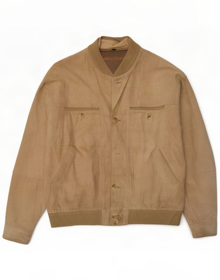 Bomber vintage pentru bărbați din piele intoarsa IT 56 3XL din piele bej