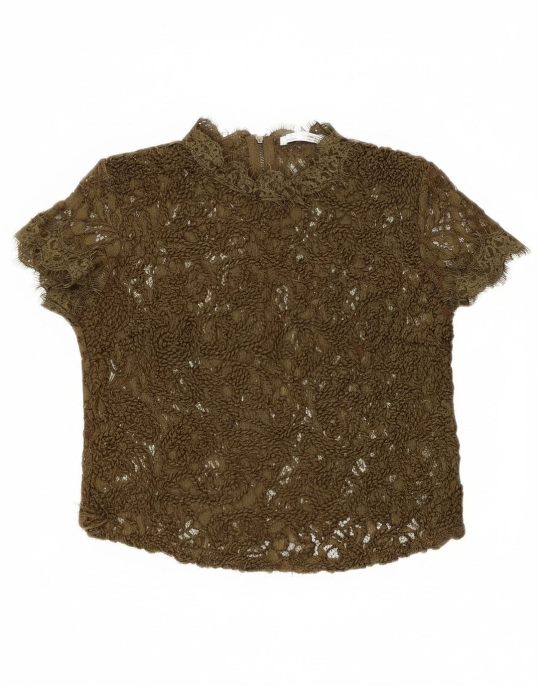 Bluză transparentă din dantelă pentru femei Zara UK 8 Small Khaki