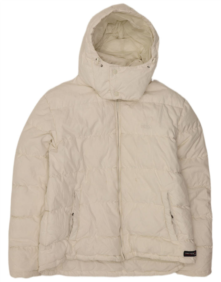 Jachetă căptușită cu glugă FILA pentru bărbați UK 42 XL Poliester alb